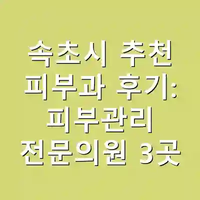 속초시 추천 피부과 후기: 피부관리 전문의원 3곳